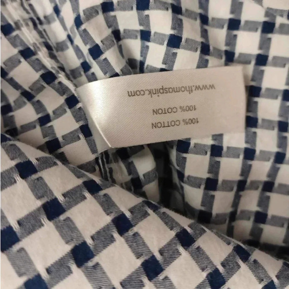 Thomas Pink Slim Fit Casual Blue & White Dress  Shirt Size Large - Picture 6 of 10